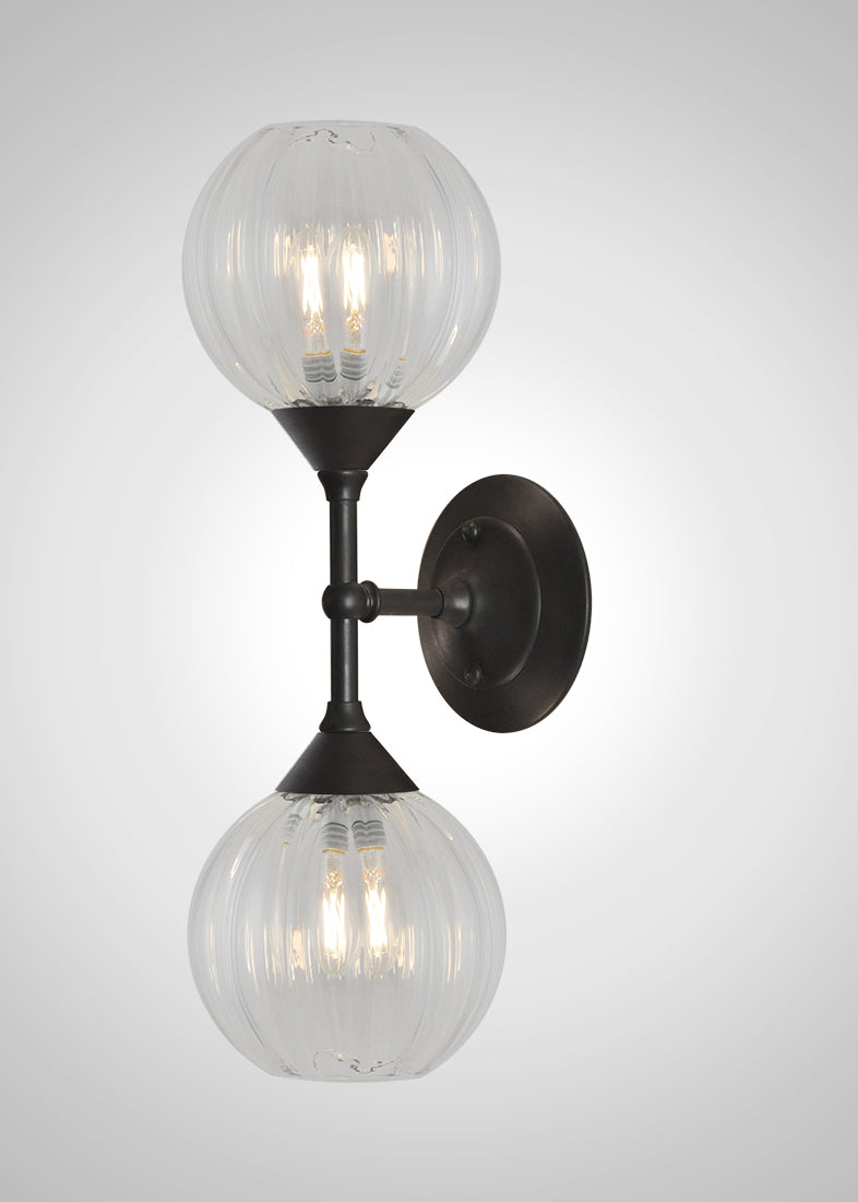 Mirage Glass Small Globe Linear Double Sconce