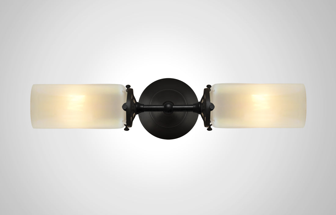 Prairie Glass Opal Optic Linear Double Sconce