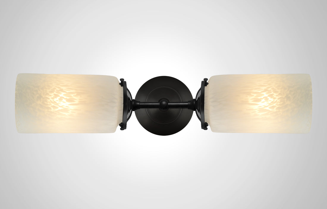 Prairie Glass Spotted Cylinder Linear Double Sconce