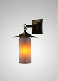 Prairie Glass Spotted Cylinder Black Oak Hanging Sconce