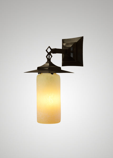 Prairie Glass Spotted Cylinder Black Oak Hanging Sconce