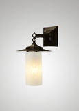 Prairie Glass Spotted Cylinder Black Oak Hanging Sconce