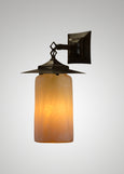 Prairie Glass Spotted Cylinder Black Oak Hanging Sconce