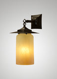 Prairie Glass Spotted Cylinder Black Oak Hanging Sconce
