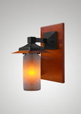 Prairie Glass Spotted Cylinder Black Oak Classic Exterior Sconce