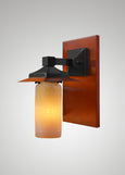 Prairie Glass Spotted Cylinder Black Oak Classic Exterior Sconce