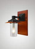 Alpine Glass Black Oak Classic Exterior Sconce