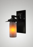 Prairie Glass Spotted Cylinder Black Oak Classic Exterior Sconce