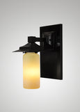 Prairie Glass Spotted Cylinder Black Oak Classic Exterior Sconce