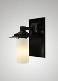 Prairie Glass Spotted Cylinder Black Oak Classic Exterior Sconce