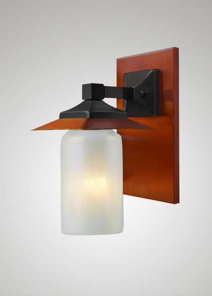 Prairie Glass Opal Optic Black Oak Classic Exterior Sconce