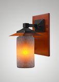 Prairie Glass Spotted Cylinder Black Oak Classic Exterior Sconce