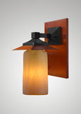 Prairie Glass Spotted Cylinder Black Oak Classic Exterior Sconce