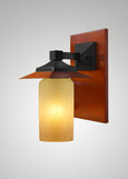 Prairie Glass Spotted Cylinder Black Oak Classic Exterior Sconce