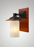 Prairie Glass Spotted Cylinder Black Oak Classic Exterior Sconce