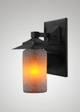 Prairie Glass Spotted Cylinder Black Oak Classic Exterior Sconce