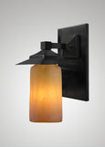 Prairie Glass Spotted Cylinder Black Oak Classic Exterior Sconce