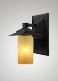 Prairie Glass Spotted Cylinder Black Oak Classic Exterior Sconce
