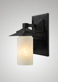 Prairie Glass Spotted Cylinder Black Oak Classic Exterior Sconce