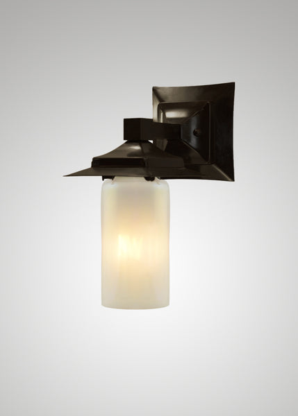 Prairie Glass Opal Optic Black Oak Small Exterior Sconce