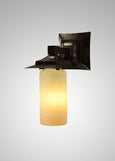 Prairie Glass Spotted Cylinder Black Oak Small Exterior Sconce