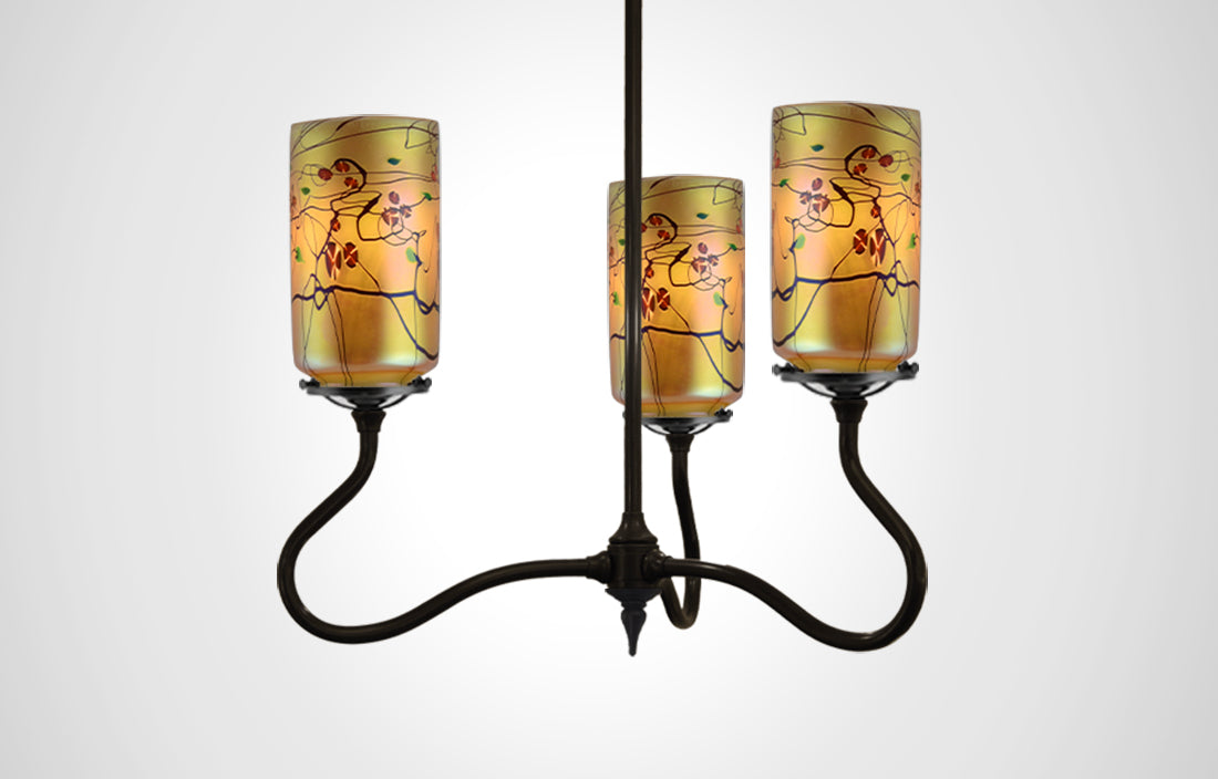 Prairie Glass Cal Poppy Cylinder Trumpetvine Chandelier