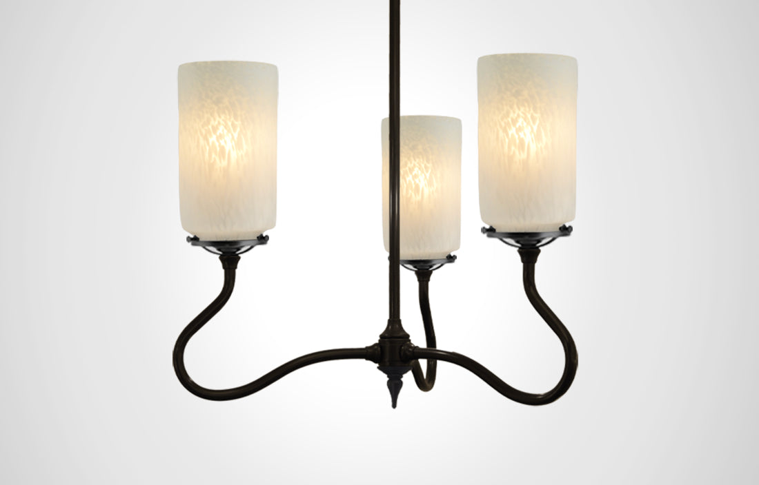 Prairie Glass Spotted Cylinder 3F Trumpetvine Chandelier