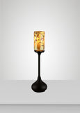 Prairie Glass Cal Poppy Cylinder Acacia Table Lamp