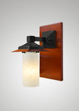 Prairie Glass Spotted Cylinder Black Oak Classic Exterior Sconce