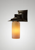 Prairie Glass Spotted Cylinder Black Oak Small Exterior Sconce